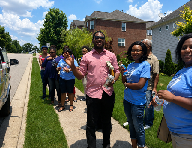 Community outreach with water bottles